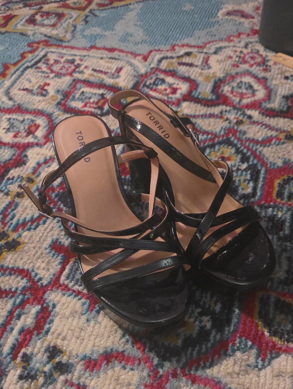 torrid Black Patent Strappy Slingback Heels